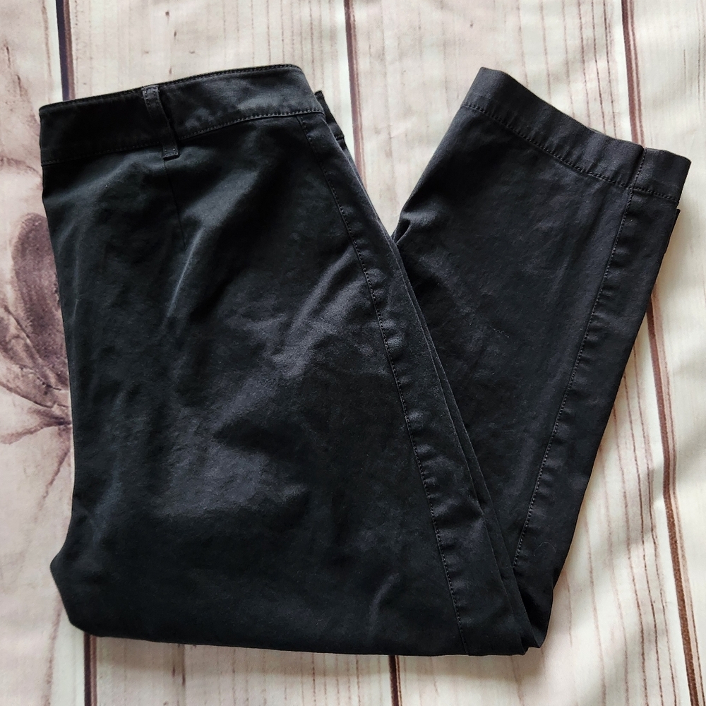 Eileen Fisher Organic Cotton Capri Cropped Ankle Trouser Pant Black, Size S